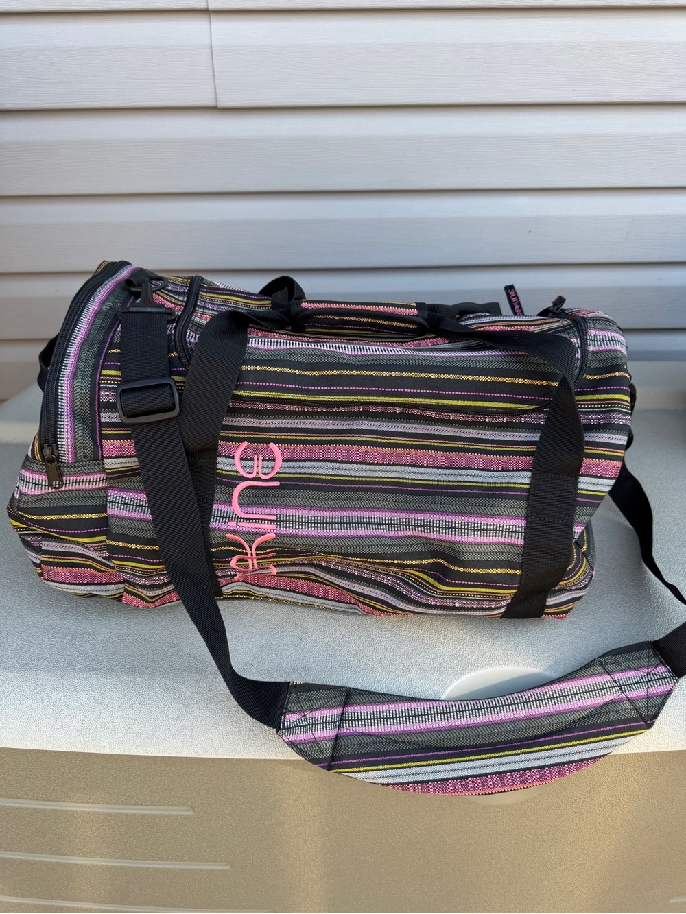 Dakine Striped Pink & Black Travel Duffel Bag